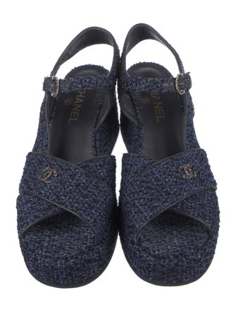 Chanel 2021 Interlocking CC Logo Slingback Sandals