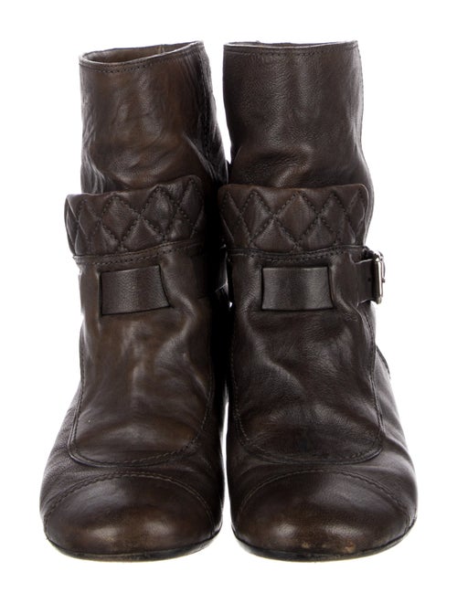 Chanel Interlocking CC Logo Leather Moto Boots