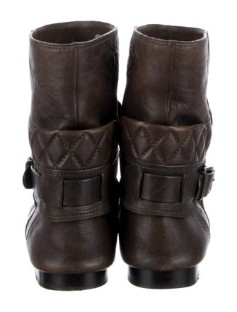 Chanel Interlocking CC Logo Leather Moto Boots