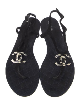 Chanel 2018 Interlocking CC Logo T-Strap Sandals