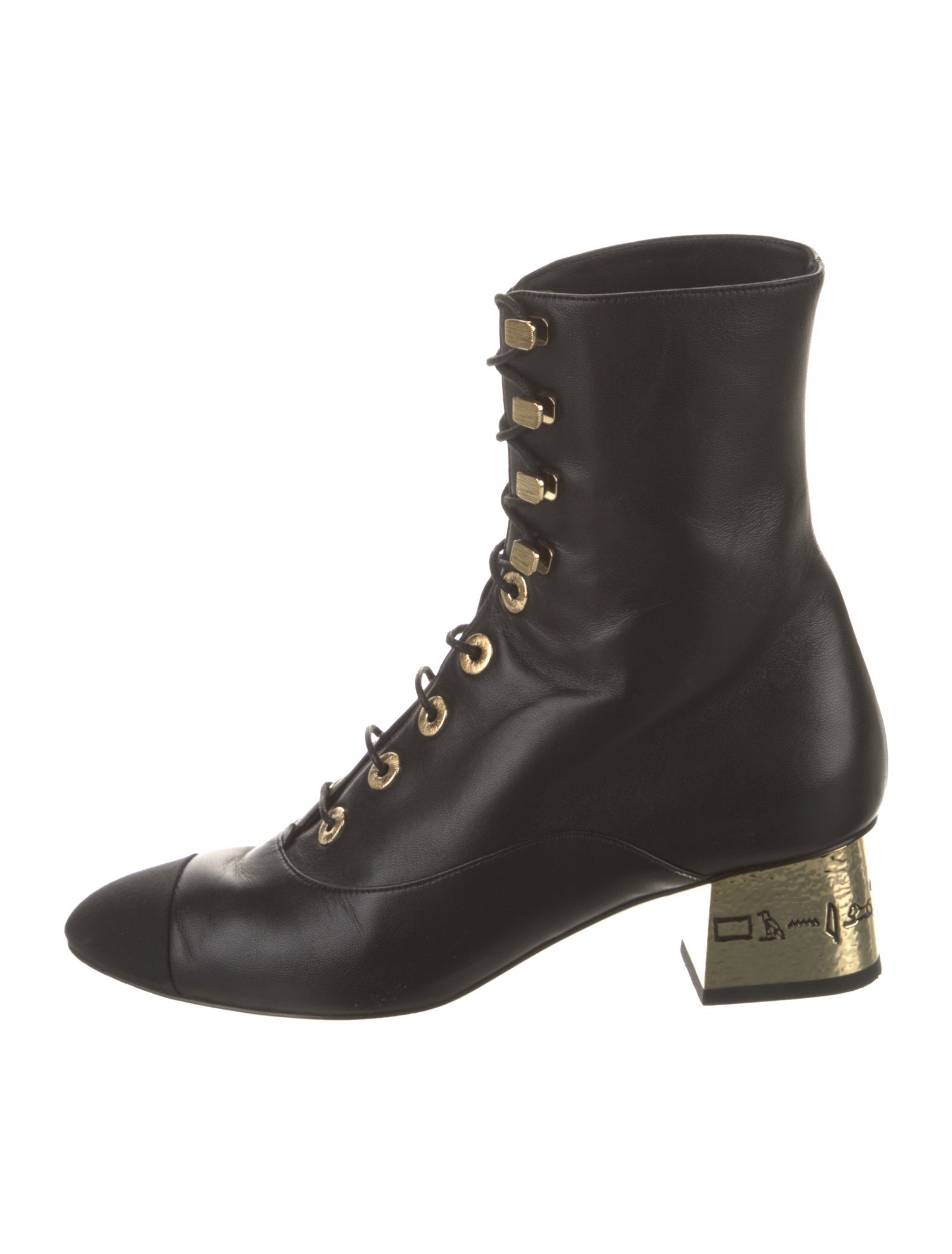 Chanel Interlocking CC Logo Leather Combat Boots