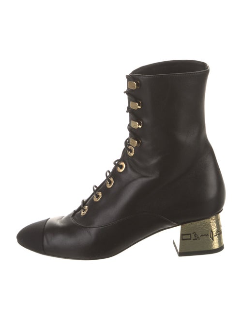 Chanel Interlocking CC Logo Leather Combat Boots