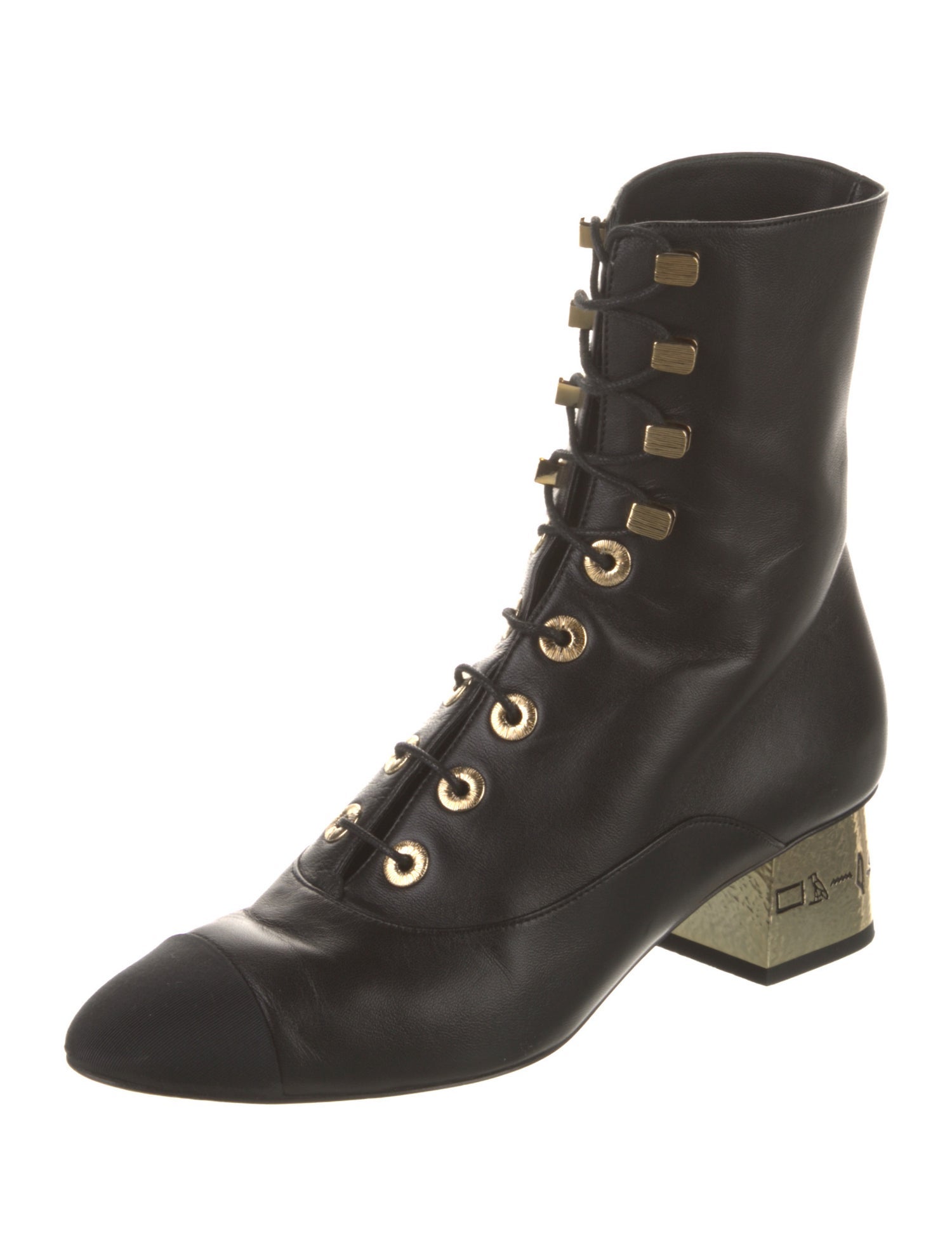 Chanel Interlocking CC Logo Leather Combat Boots