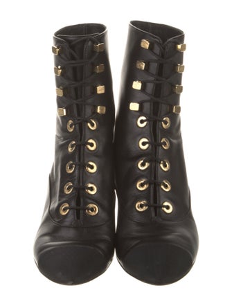 Chanel Interlocking CC Logo Leather Combat Boots
