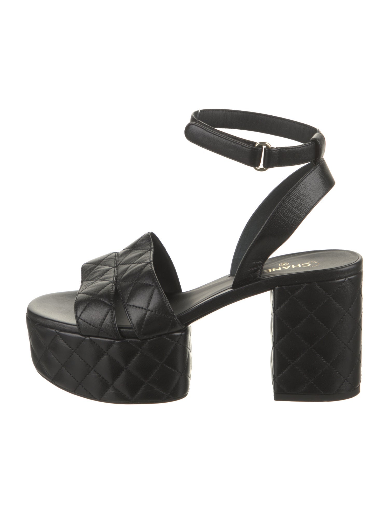 Chanel Interlocking CC Logo Leather Sandals