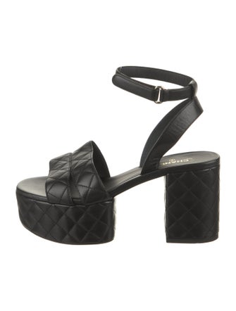 Chanel Interlocking CC Logo Leather Sandals