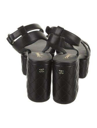 Chanel Interlocking CC Logo Leather Sandals