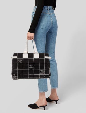Chanel Large Square Quilt Canvas Tote