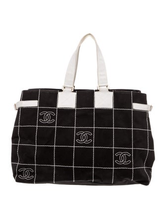 Chanel Large Square Quilt Canvas Tote