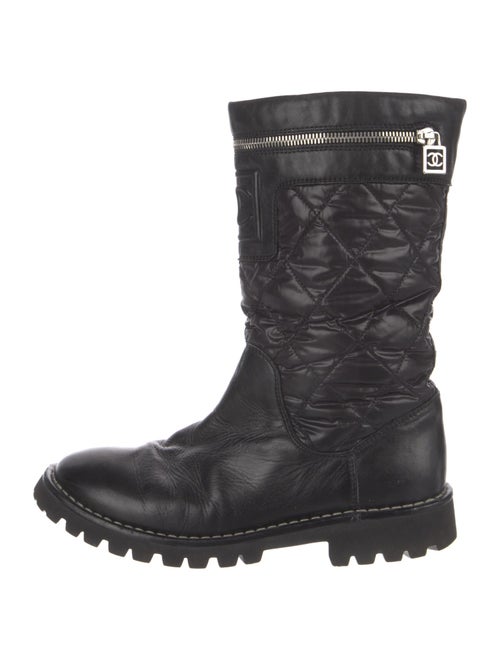 Chanel Interlocking CC Logo Nylon Moto Boots