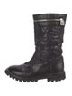 Chanel Interlocking CC Logo Nylon Moto Boots