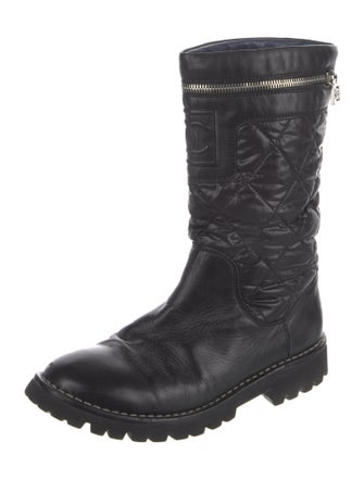 Chanel Interlocking CC Logo Nylon Moto Boots