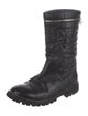 Chanel Interlocking CC Logo Nylon Moto Boots