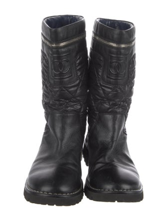 Chanel Interlocking CC Logo Nylon Moto Boots