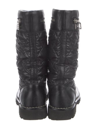Chanel Interlocking CC Logo Nylon Moto Boots
