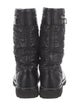 Chanel Interlocking CC Logo Nylon Moto Boots