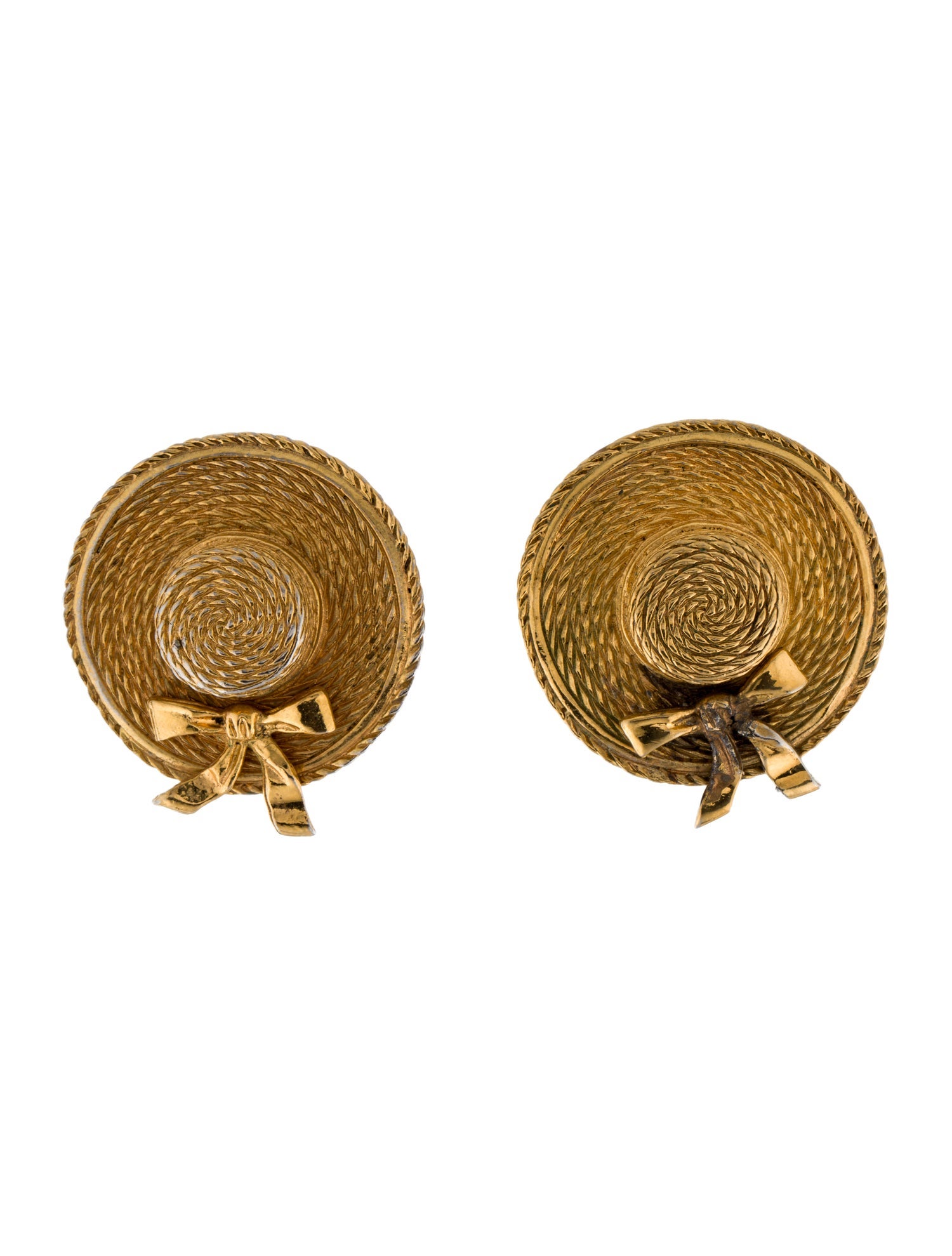 Chanel Vintage Sun Hat Clip-On Earrings