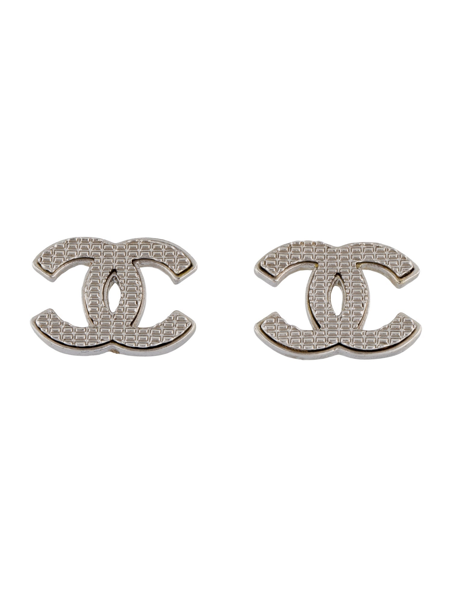 Chanel Textured CC Stud Earrings