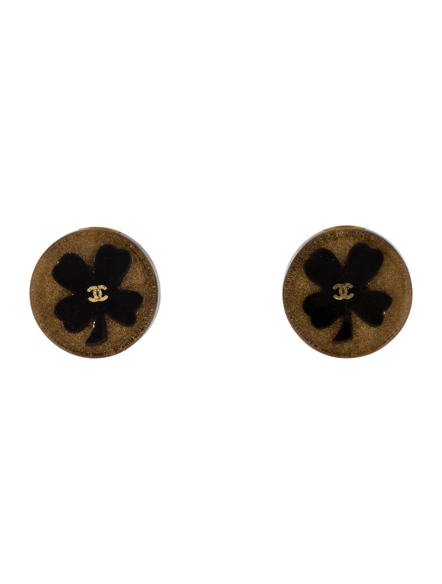 Chanel Vintage Resin Clover Clip-On Earrings