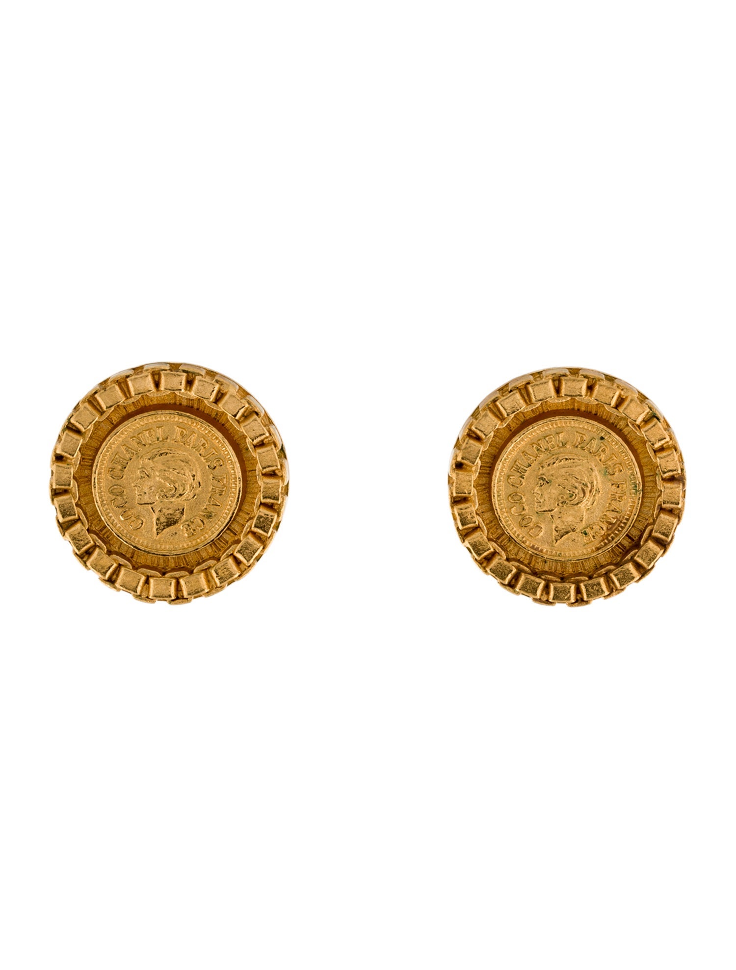 Chanel Vintage Coco Coin Clip-On Earrings