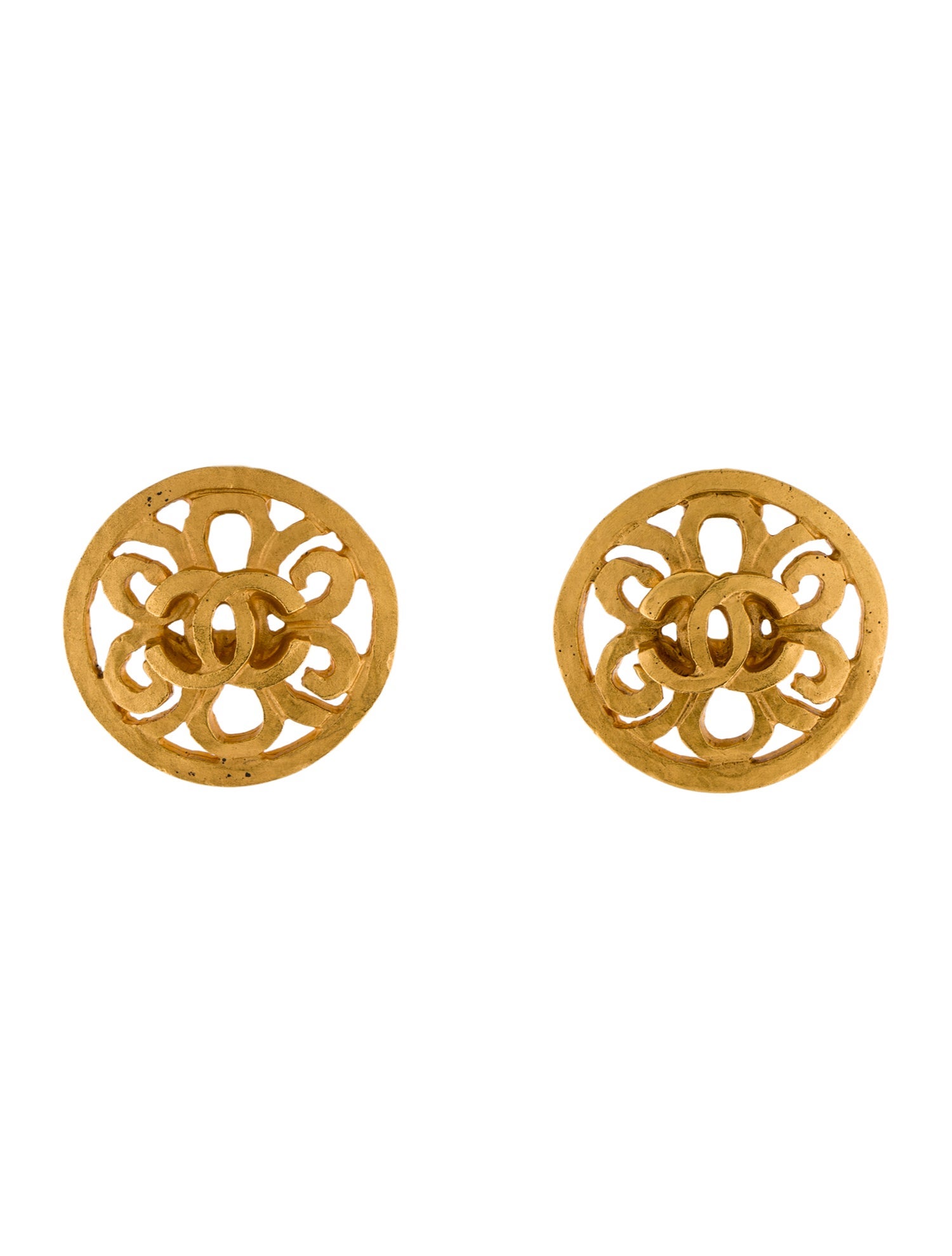 Chanel Vintage CC Floral Clip-On Earrings