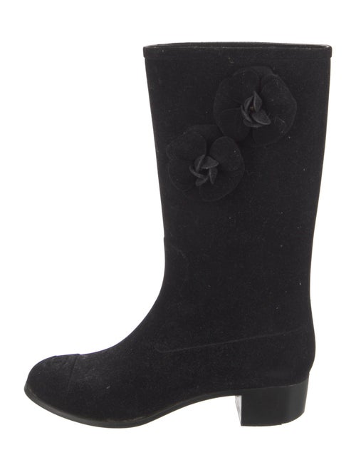 Chanel Interlocking CC Logo Velvet Rain Boots