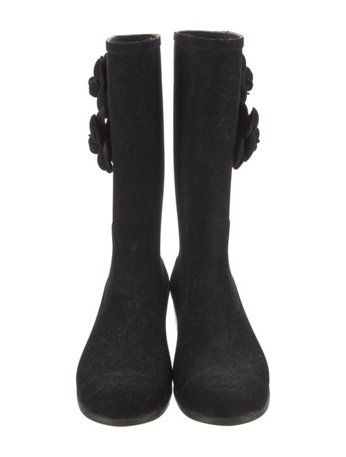 Chanel Interlocking CC Logo Velvet Rain Boots