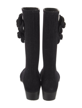 Chanel Interlocking CC Logo Velvet Rain Boots