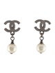 Chanel Faux Pearl CC Drop Earrings