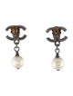 Chanel Faux Pearl CC Drop Earrings