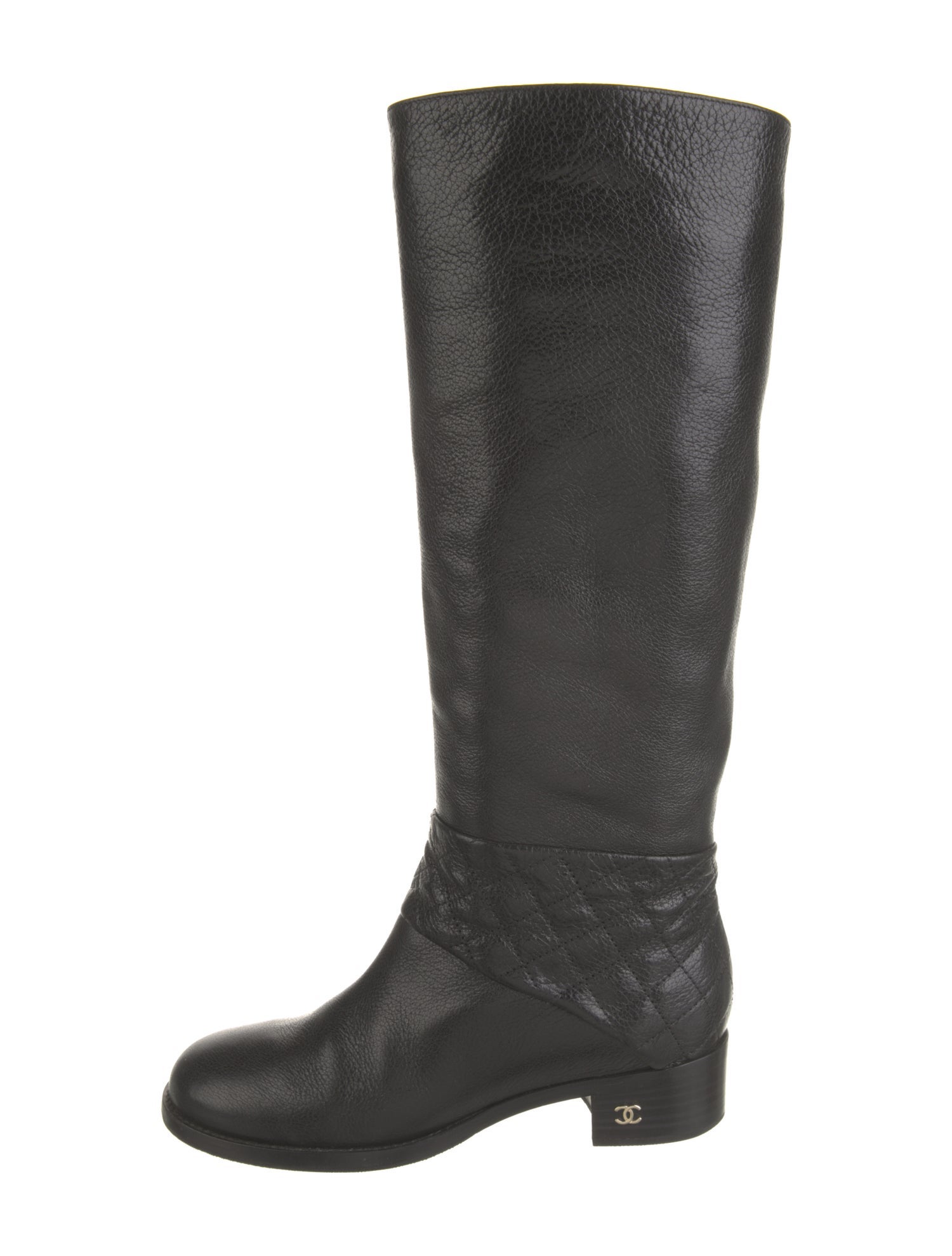 Chanel Interlocking CC Logo Leather Riding Boots
