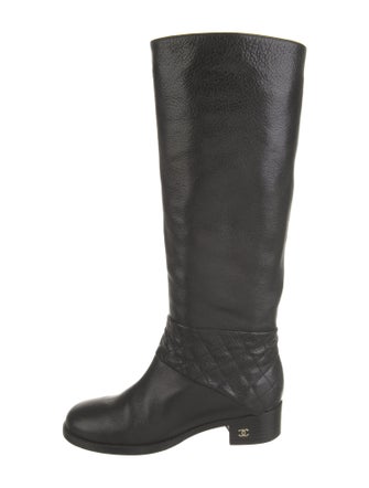 Chanel Interlocking CC Logo Leather Riding Boots