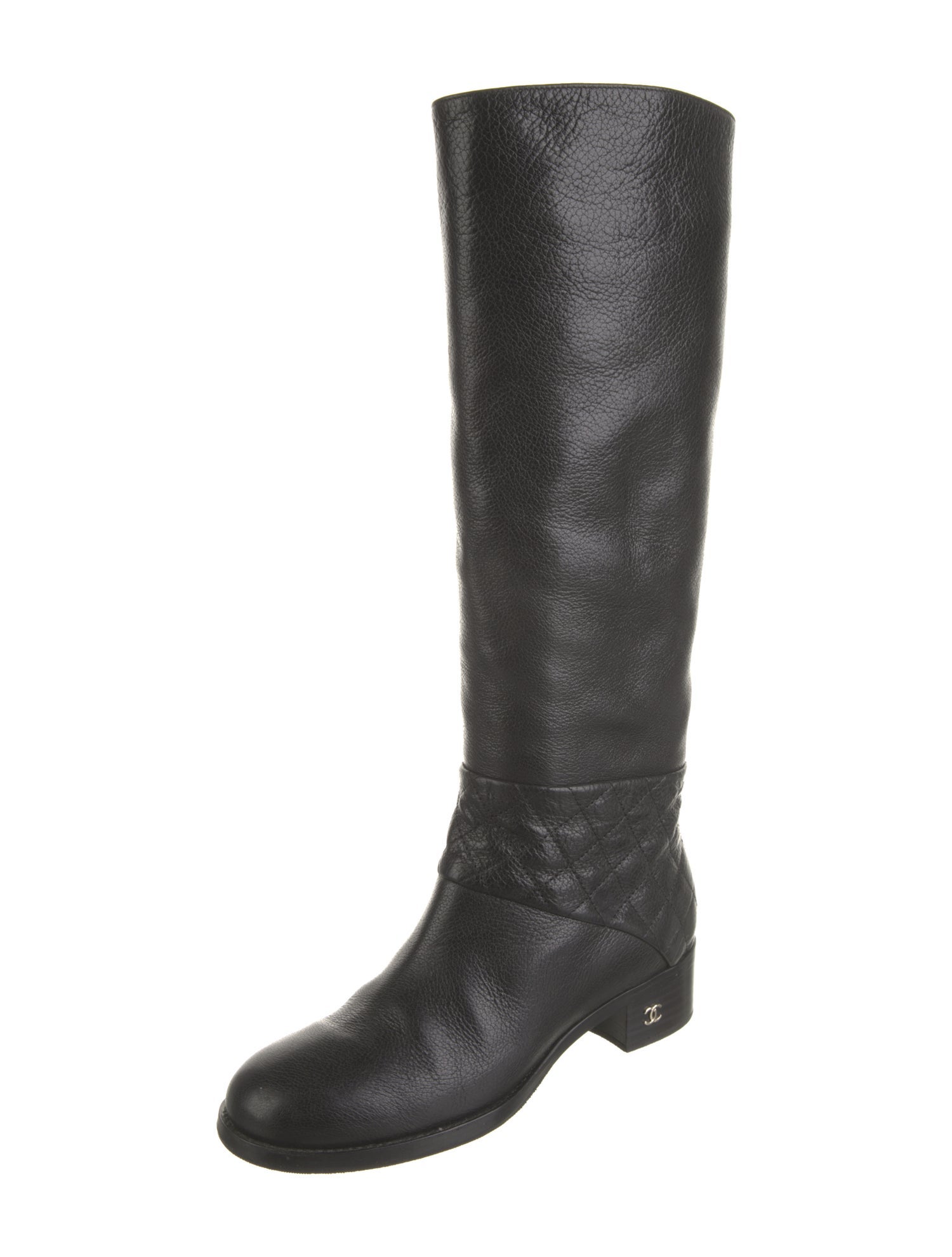 Chanel Interlocking CC Logo Leather Riding Boots