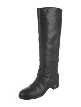 Chanel Interlocking CC Logo Leather Riding Boots