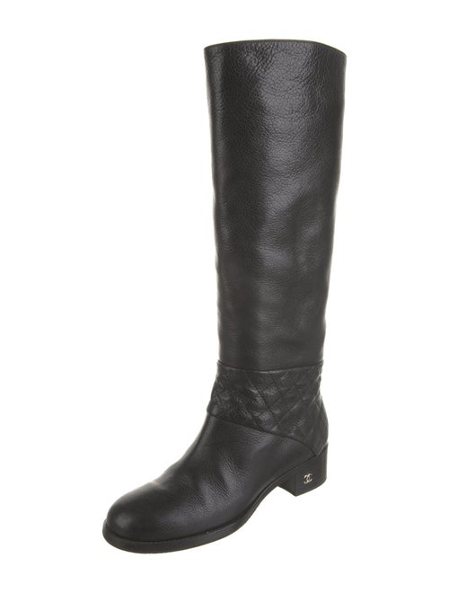 Chanel Interlocking CC Logo Leather Riding Boots