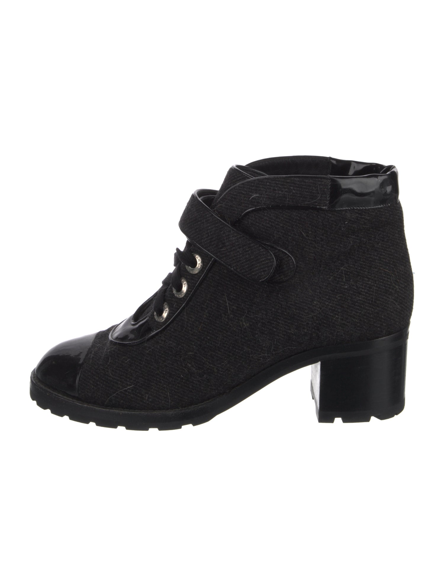 Chanel Interlocking CC Logo Wool Combat Boots