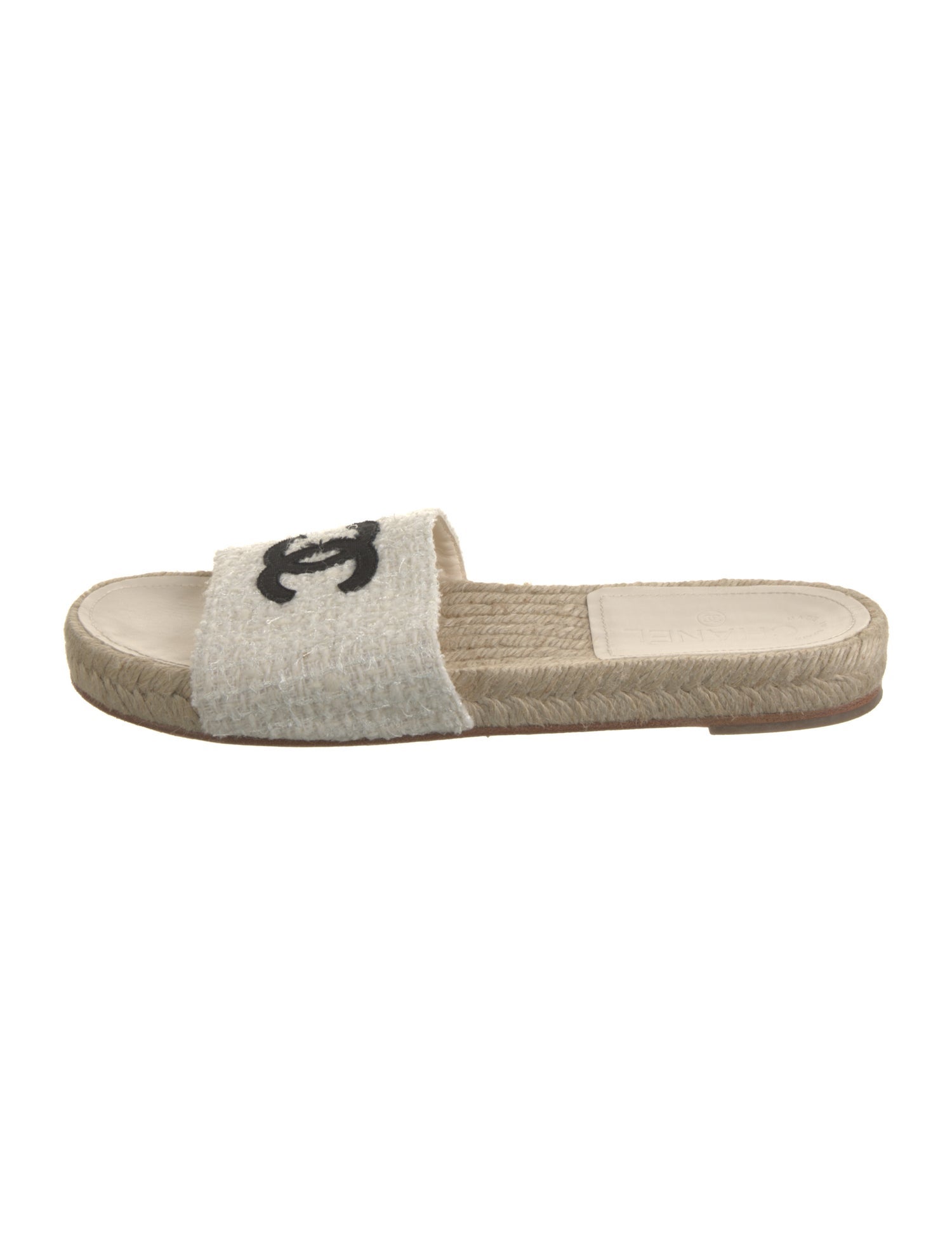 Chanel Interlocking CC Logo Tweed Espadrilles