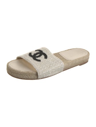 Chanel Interlocking CC Logo Tweed Espadrilles