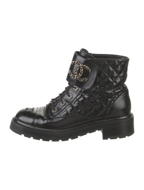 Chanel Interlocking CC Logo Calfskin Combat Boots