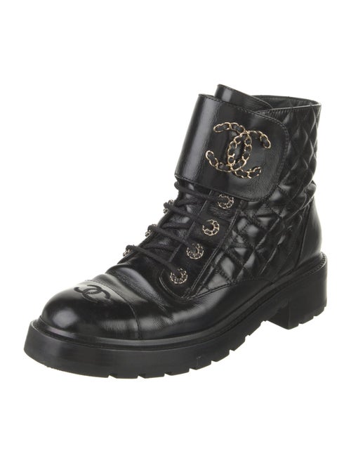 Chanel Interlocking CC Logo Calfskin Combat Boots