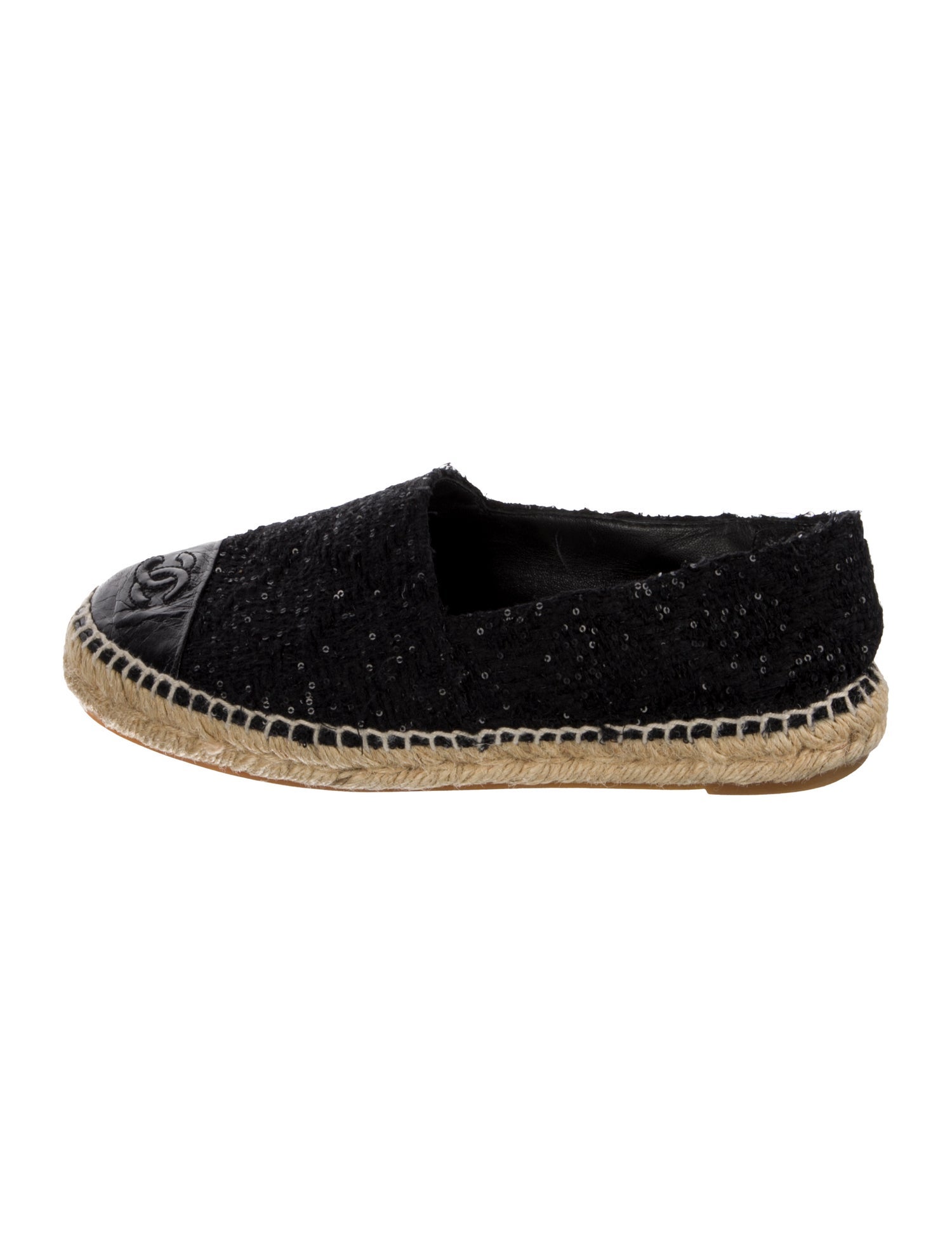 Chanel Interlocking CC Logo Tweed Espadrilles