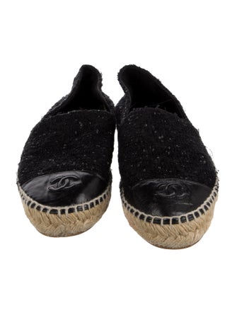 Chanel Interlocking CC Logo Tweed Espadrilles