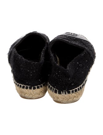 Chanel Interlocking CC Logo Tweed Espadrilles
