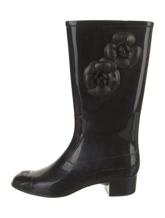 Chanel Interlocking CC Logo Rubber Rain Boots