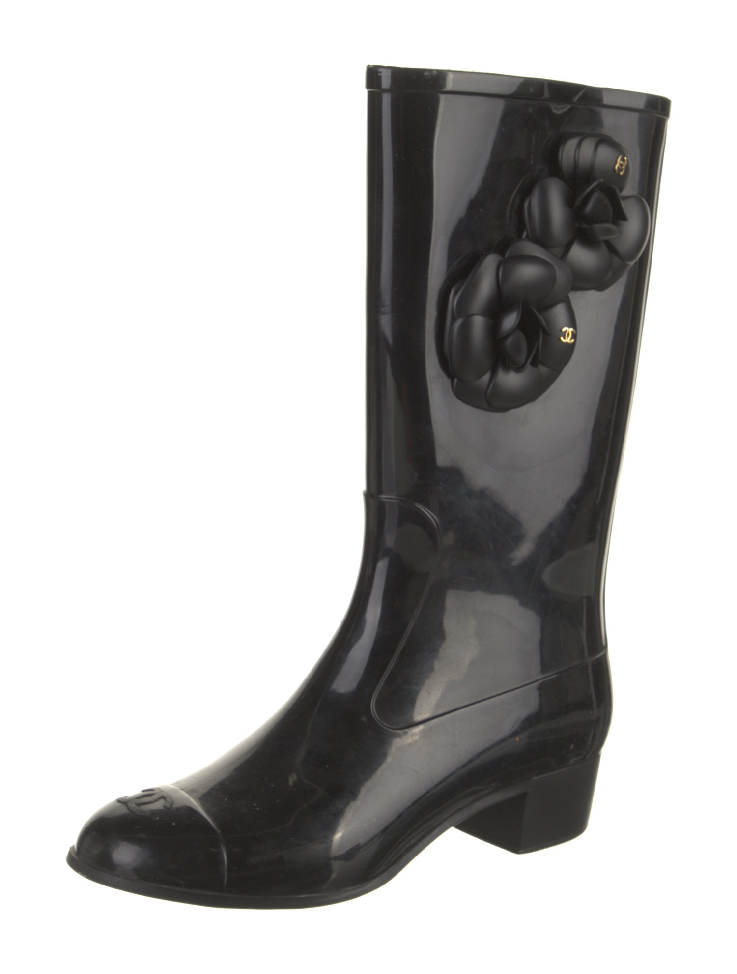 Chanel Interlocking CC Logo Rubber Rain Boots