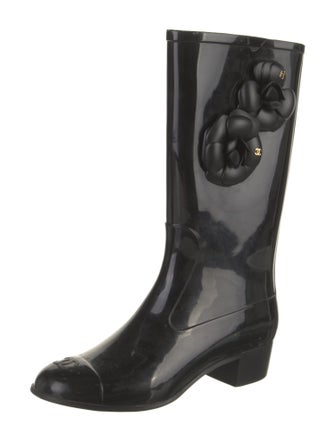 Chanel Interlocking CC Logo Rubber Rain Boots