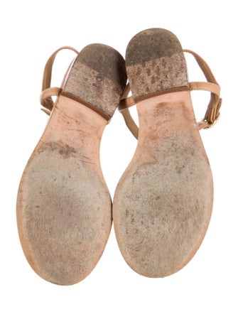 Chanel Interlocking CC Logo Leather T-Strap Sandals