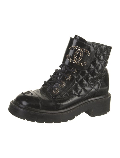 Chanel Interlocking CC Logo Calfskin Combat Boots