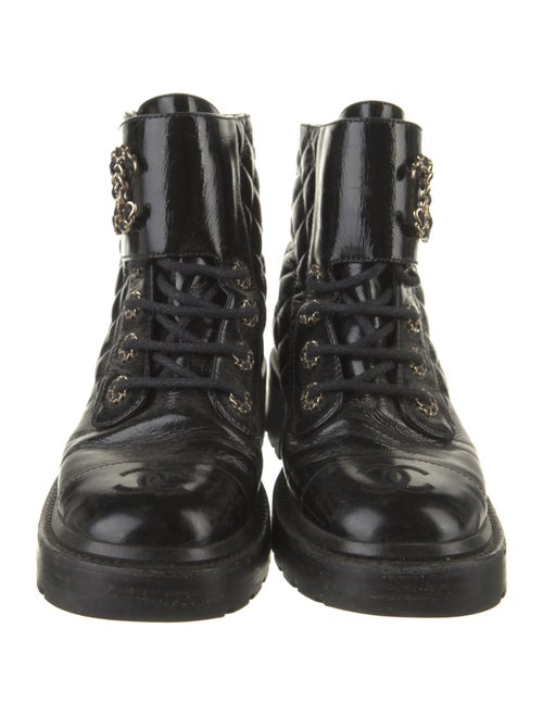 Chanel Interlocking CC Logo Calfskin Combat Boots