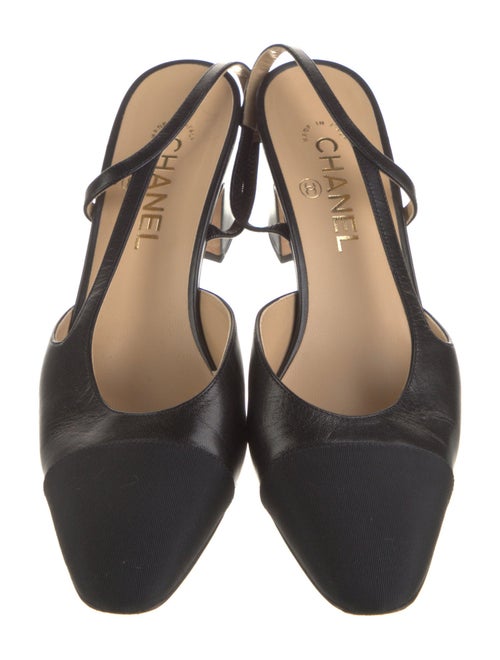 Chanel Interlocking CC Logo Leather Slingback Pumps